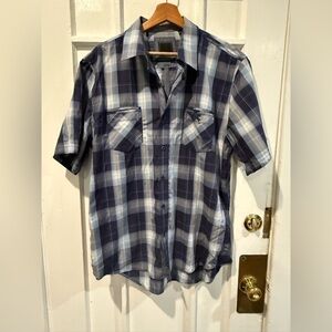 7 Diamonds Navy and White Plaid Shirt